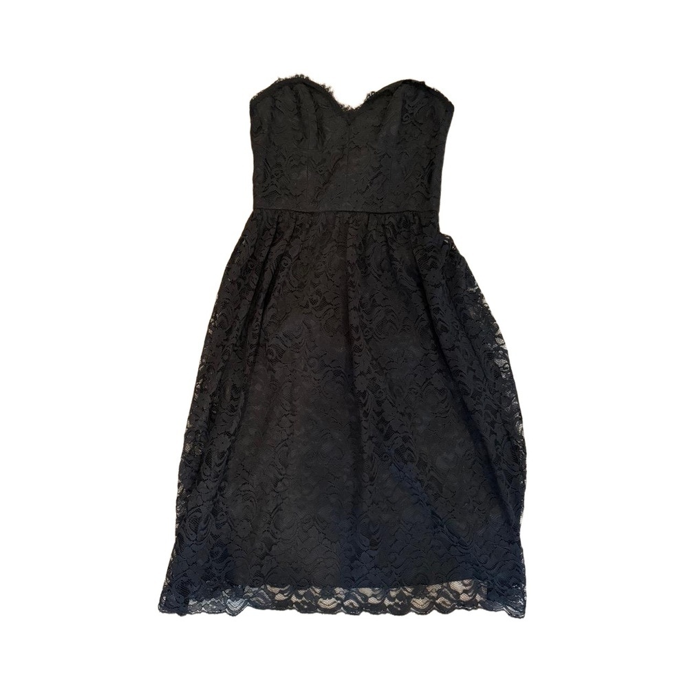 A•B•S Allen Schwartz Size 8 Black Strapless Lace Bustier Sweetheart Neck Dress